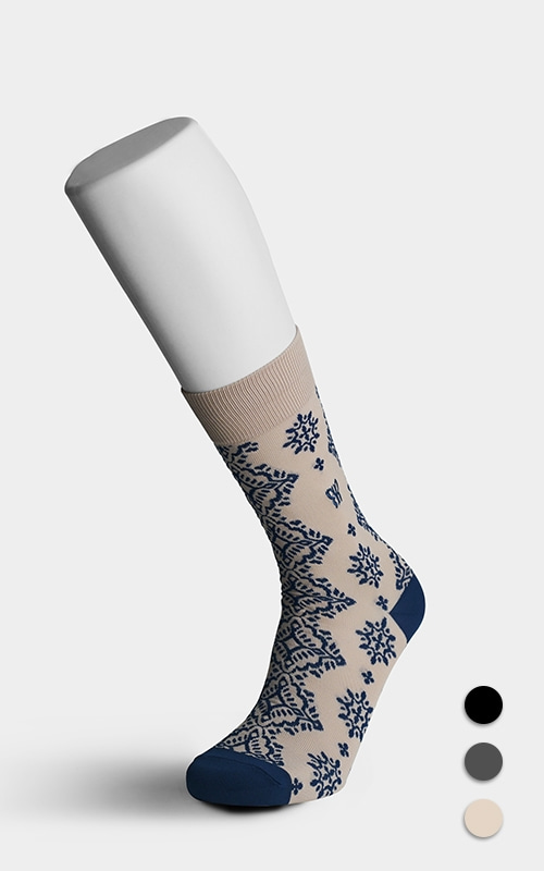[로맨틱타이거 남성 코튼삭스] Embroidered socks (Beige)