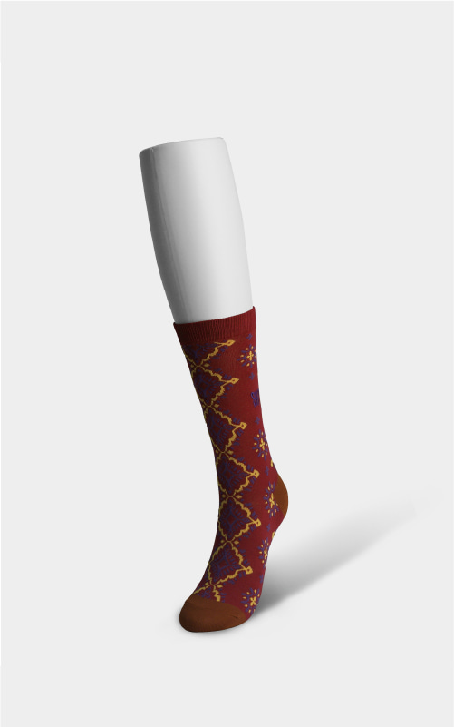 [로맨틱타이거 여성 코튼삭스] Embroidered socks (Burgundy)