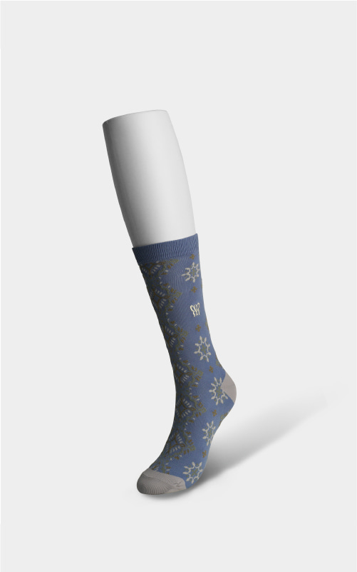 [로맨틱타이거 여성 코튼삭스] Embroidered socks (Powder Blue)