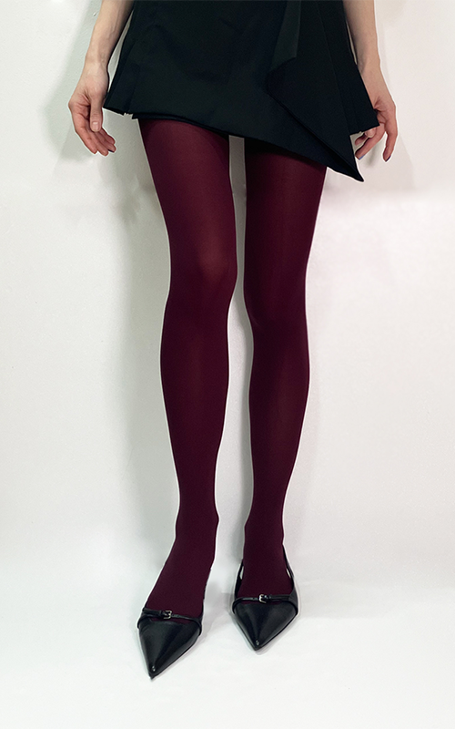 [tights] basic color tights burgundy
